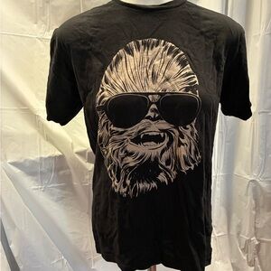 Vintage Star Wars Black Tee with Chewbacca in sunglasses Graphic Tee